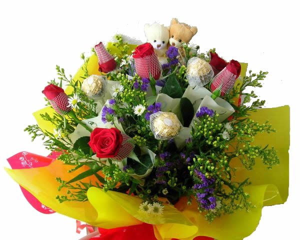 Delightful Roses with Bear #1045